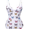 White 1970s Butterfly Strap One-Piece Swimsuit -Retro Pulse Shop SCXL000509 1