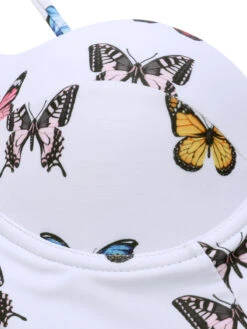 White 1970s Butterfly Strap One-Piece Swimsuit -Retro Pulse Shop SCXL000509 4