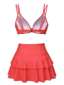 1950s Solid Suspender Skirt Swimsuit -Retro Pulse Shop SCXL000512 3