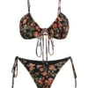 1950s Floral Lace-Up Spaghetti Strap Bikini Set 1 1950s Floral Lace-Up Spaghetti Strap Bikini Set -Retro Pulse Shop SCXL000525 1