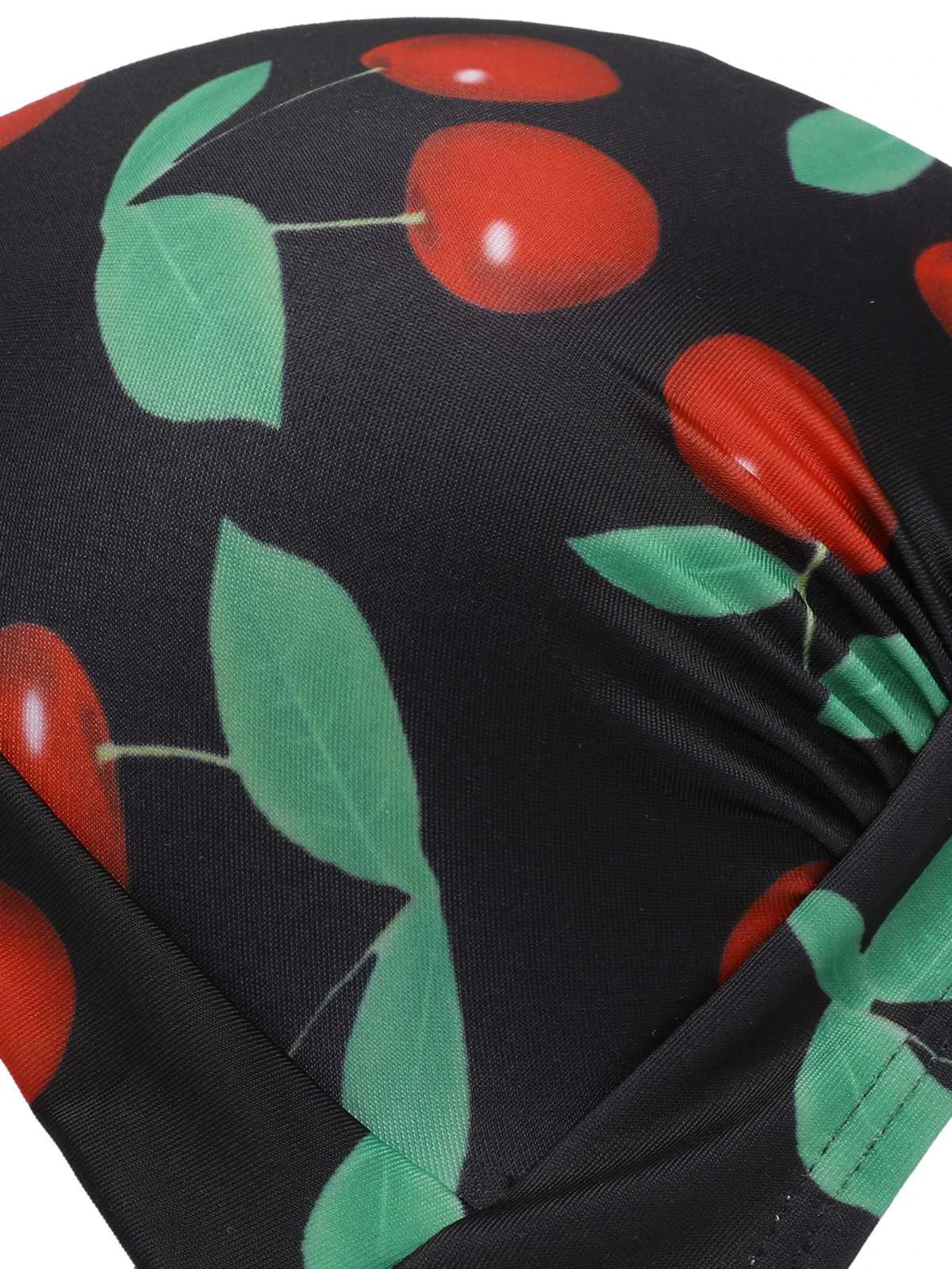 Black 1960s Halter Cherry Swimsuit 6 Black 1960s Halter Cherry Swimsuit - Image 4