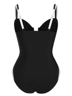 Black 1930s Spaghetti Strap One-Piece Swimsuit -Retro Pulse Shop SCXL000551 3