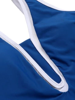 Blue 1930s Strap One-Piece Swimsuit 9 Blue 1930s Strap One-Piece Swimsuit -Retro Pulse Shop SCXL000552 4