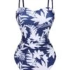 1960s Spaghetti Strap Plants Solid One-Piece Swimsuit