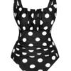 1940s Polka Dots Wrinkle Strap Swimsuit -Retro Pulse Shop SCXL000565 6