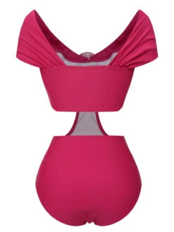 Rose Red 1930s 3D Rose Off Shoulder Swimsuit -Retro Pulse Shop SCXL000567 1 3