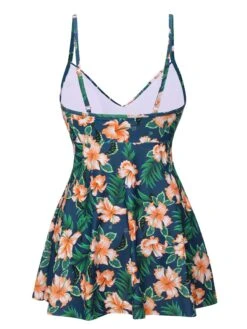 Green 1950s Spaghetti Strap Floral Swimsuit -Retro Pulse Shop SCXL000583 3 compressed