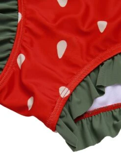 [Plus Size] Red 1950s Strawberry Ruffle Strap Swimsuit -Retro Pulse Shop SCXL000589 6