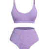 Purple 1950s Spaghetti Straps Solid Swimsuit 1 Purple 1950s Spaghetti Straps Solid Swimsuit -Retro Pulse Shop SCXL000601 1