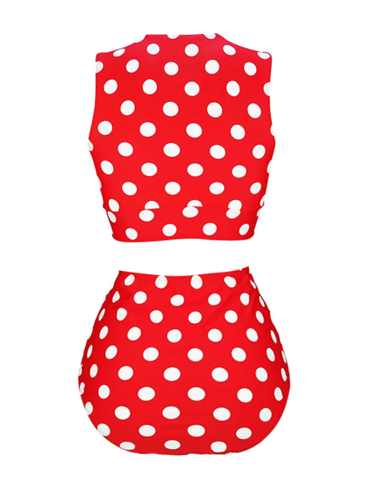 Red 1970s Polka Dots Waist Tie Swimsuit 5 Red 1970s Polka Dots Waist Tie Swimsuit - Image 3