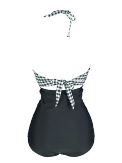 Black 1970s Plaid Wrinkle Bottom Swimsuit -Retro Pulse Shop SCXL000607 B 3