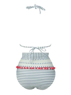 1970s Fur Ball Pendant Tassel Striped Swimsuit -Retro Pulse Shop SCXL000614 GR 3