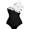 Black 1930s 3D-Butterfly One-Shoulder Swimsuit -Retro Pulse Shop SCXL000615 2 1