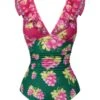 Retro 1950s Grape V-Neck Ruffle Sleeves Swimsuit -Retro Pulse Shop SCXL000618 1