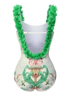 Multicolor 1950s 3D-Flowers Spaghetti Straps Swimsuit -Retro Pulse Shop SCXL000624 13