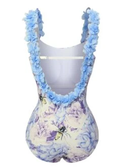 Multicolor 1950s 3D-Flowers Spaghetti Straps Swimsuit -Retro Pulse Shop SCXL000624 8