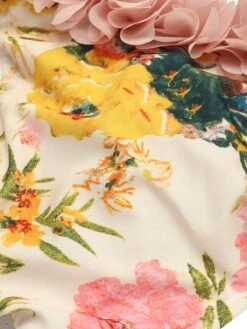 Pink 1950s 3D Lace Floral One-Shoulder Swimsuit -Retro Pulse Shop SCXL000625 6