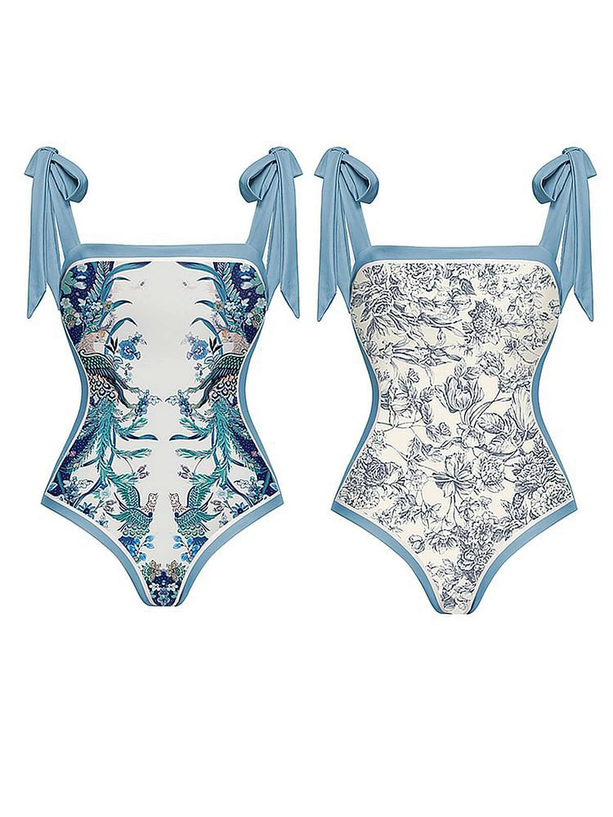 Blue 1930s Straps Reversible Swimsuit 5 Blue 1930s Straps Reversible Swimsuit - Image 3