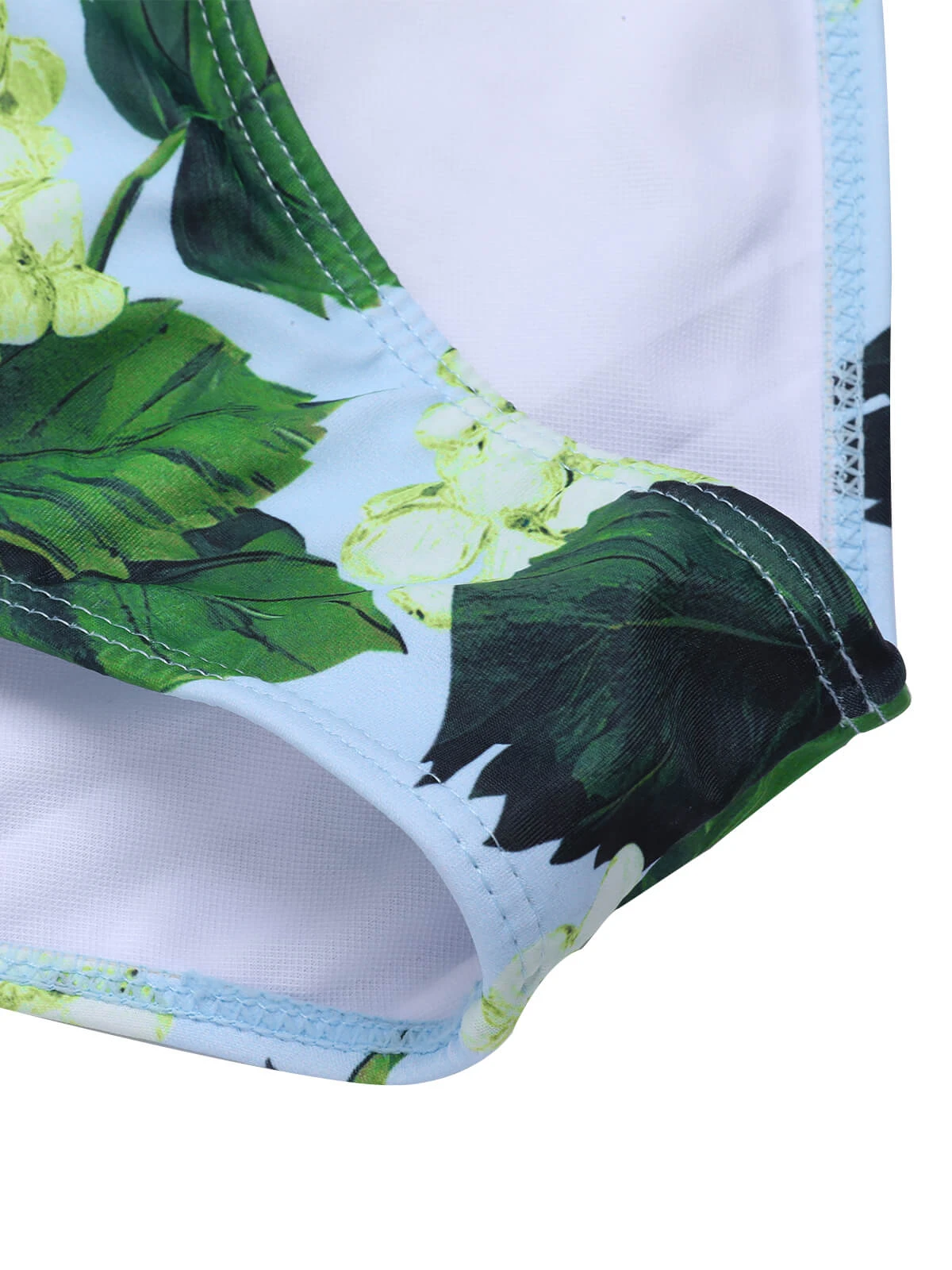 Green 1950s Hydrangea Floral Cold-Shoulder Swimsuit 7 Green 1950s Hydrangea Floral Cold-Shoulder Swimsuit - Image 5