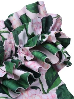 Pink 1950s Cold-Shoulder Floral Ruffle Swimsuit 13 Pink 1950s Cold-Shoulder Floral Ruffle Swimsuit -Retro Pulse Shop SCXL000630 5