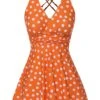 1930s Cross Straps Polka Dots Swimsuit -Retro Pulse Shop SCXL000639 1