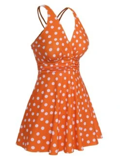 1930s Cross Straps Polka Dots Swimsuit -Retro Pulse Shop SCXL000639 3