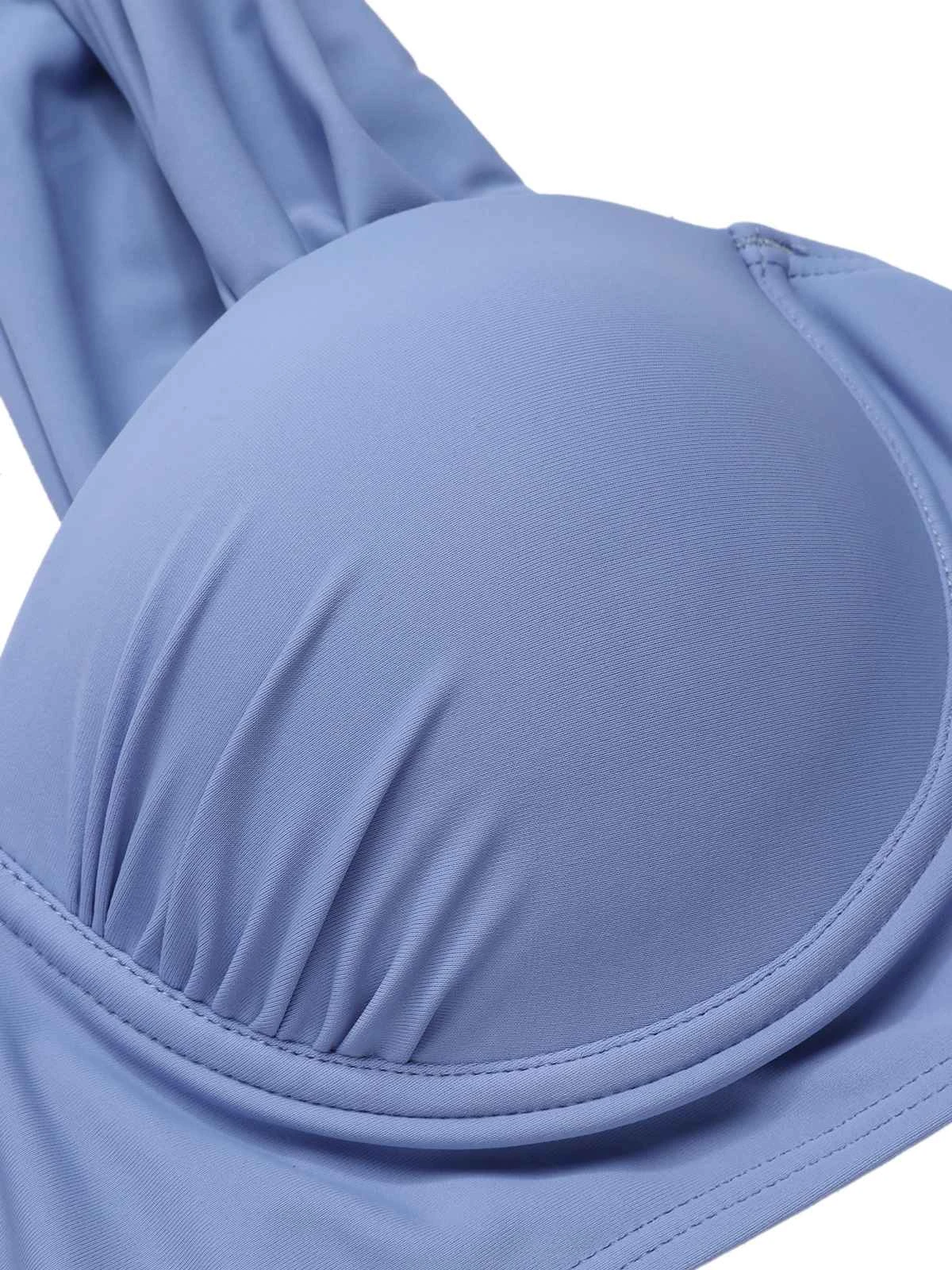 Blue Grey 1960s Wide Strap Wrinkle Swimsuit 6 Blue Grey 1960s Wide Strap Wrinkle Swimsuit - Image 4