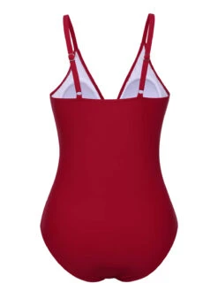 Red 1960s Polka Dot Patchwork Swimsuit -Retro Pulse Shop SCXL000642 1 3