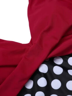 Red 1960s Polka Dot Patchwork Swimsuit -Retro Pulse Shop SCXL000642 1 4