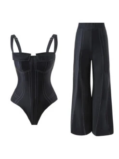 Black 1940s Gothic Wide-Leg Pants -Retro Pulse Shop SCXL000648 3