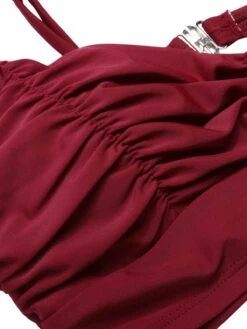 Wine Red 1930s Solid Wrinkle Swimsuit -Retro Pulse Shop SCXL000658 1 4