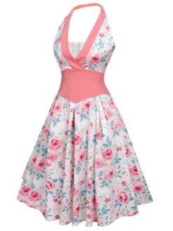 Pink 1950s Halter Floral Swing Dress -Retro Pulse Shop SVC016063 2 a528b10b 2617 46c7 ab9e 51a88a864f89