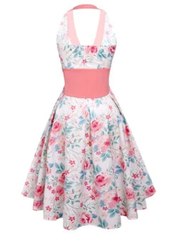Pink 1950s Halter Floral Swing Dress -Retro Pulse Shop SVC016063 3 10d184eb a5b6 417f 824c ce0194352677