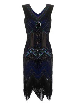 [US Warehouse] Dark Green 1920s Sequined Flapper Dress -Retro Pulse Shop SVH034316 BL