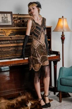 [US Warehouse] Gold 1920s Sequined Flapper Dress -Retro Pulse Shop SVH034321 GO 2