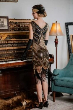 [US Warehouse] Gold 1920s Sequined Flapper Dress -Retro Pulse Shop SVH034321 GO 3