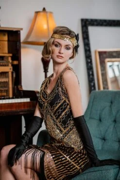 [US Warehouse] Gold 1920s Sequined Flapper Dress -Retro Pulse Shop SVH034321 GO 4