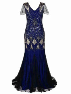 [US Warehouse] Blue 1920s Sequined Maxi Flapper Dress -Retro Pulse Shop SVH034483 BL 3 b94b38a1 064c 4713 ad5e 3806f9cdef27
