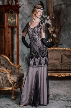 [US Warehouse] Pink 1920s Cap Sleeve Sequin Evening Dress -Retro Pulse Shop SVH034483 P 3