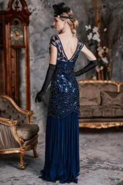 [US Warehouse] Blue 1920s Sequin Maxi Dress -Retro Pulse Shop SVV031525 BL 1