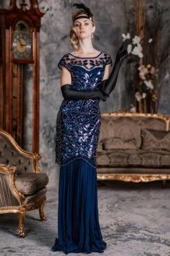 [US Warehouse] Blue 1920s Sequin Maxi Dress -Retro Pulse Shop SVV031525 BL 3