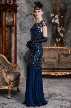 [US Warehouse] Blue 1920s Sequin Maxi Dress -Retro Pulse Shop SVV031525 BL 4