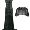 2PCS Green 1920s Flapper Dress & Black Cape -Retro Pulse Shop SVV031525 DG dd3bcf06 524b 4afc 884d 6904a5f68063