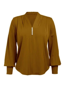1930s Retro Solid V-neck Puff Sleeve Blouse -Retro Pulse Shop Y a0339162 6210 4ce5 b916 fe26f82b7b28
