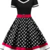 1950s Polka Dot Belted Patchwork Dress -Retro Pulse Shop black 51c81120 a269 4f8d 8643 54027cf716e6