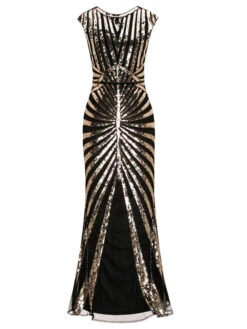 1920s Sequin Art Deco Maxi Dress 34 1920s Sequin Art Deco Maxi Dress -Retro Pulse Shop ia 7400000026