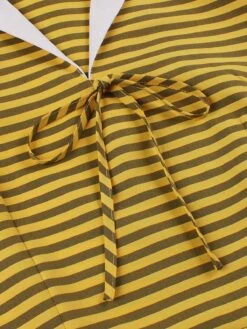 Yellow 1950s Bow Striped Swing Dress -Retro Pulse Shop wusihui 2