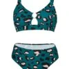 [Plus Size] Blue Green 1960s Leopard Suspender Swimsuit -Retro Pulse Shop ysq edm
